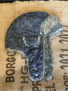pistil Quilted Trapper Hat in Dark Gray Faux Fur